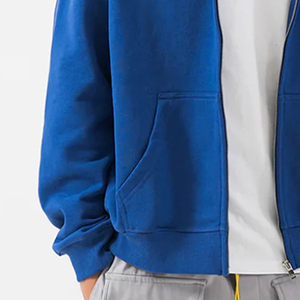 Sweat à capuche d'hiver surdimensionné pour homme Design brodé Épaule tombante Fermeture éclair complète Polaire épaisse Sports actifs Teint uni Poids lourd - Product Image 6