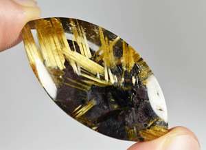 100% ธรรมชาติทอง Rutile อัญมณีเกรดคุณภาพหลวมของแท้ปรับเทียบ Marquise รูปร่าง Cabochon อัญมณีสําหรับเครื่องประดับใช้ - Product Image 3