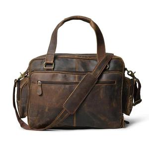 Maletín elegante de cuero de búfalo Vintage para hombre, bolso para ordenador portátil, bolso suave profesional hecho a mano de alta calidad, logotipo personalizado, OEM aceptado - Product Image 1
