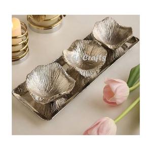 Lot de 3 bol à noix décoratif en aluminium couleur argent bol de service à chocolat avec plateau à prix acceptable - Product Image 1