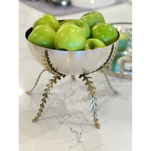 Cuenco decorativo de latón dorado de diseñador, mesa artesanal de primera calidad, centro de mesa con acento para el comedor Interior del hogar moderno - Product Image 6