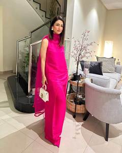 Colección de trajes Salwar de color rosa de diseñador indio, telas de seda para mujer, ropa de fiesta, completamente cosido. - Product Image 3