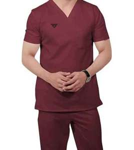 Wholesale 2024 Customized V Neck Poly Cotton Medical Scrubs High Quality Unisex Nursing Nurse Medical Suit Doctors <b>Dropshipping</b> - Product Image 1