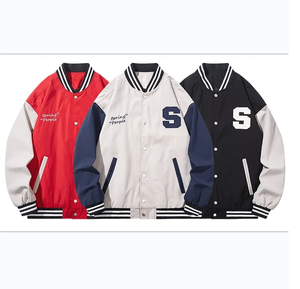 Chaquetas universitarias de talla grande para hombre con logotipo personalizado, ropa de invierno para hombre con letras lisas en blanco al por mayor - Product Image 1