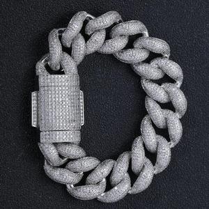 Hip Hop Trendy Moissanite corte redondo diamante cubano enlace pulsera Iced Unisex 925 fiesta de plata esterlina - Product Image 4