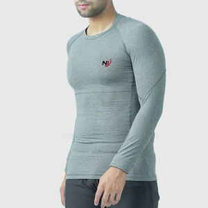 Venta caliente Camisetas de compresión para hombres con mangas largas Diseño ligero de secado rápido Patrón sólido Precio razonable - Product Image 2