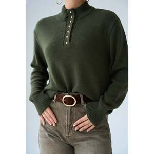 Khaki <b>Turtleneck</b> Long-Sleeved <b>Sweater</b> - Product Image 1