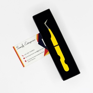 Professional Yellow Fiber Tip Eyelash Extension Tweezers Set Stainless Steel Sustainable with <b>Silver</b> Tip Durable High Quality - Product Image 3