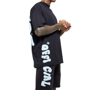 Conjunto de pantalones cortos de dos piezas para hombre de otoño Camisa y pantalones cortos estampados abullonados personalizados del fabricante - Product Image 3