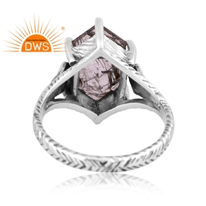 Best selling <b>oxidized</b> sterling silver natural Black Rutile gemstone statement ring custom jewelry manufacturerBest Selling Oxidi - Product Image 4