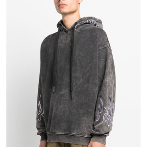 เสื้อมีฮู้ดลาย Asid ซักแบบลำลองมีฮู้ดผ้าฝ้าย100% มีฮู้ดปรับได้สำหรับฤดูหนาวสไตล์สตรีทแบบทันสมัย - Product Image 3