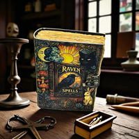 Imprimé corbeau sorts esthétique cuir Journal gothique sorcellerie Grimoire et fait à la main Vintage couverture rigide horreur sorcière sort livre