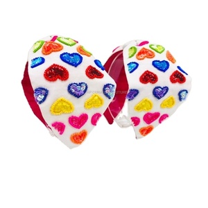 Athleisure Headbands Multicolor Heart Design Turban Style Everyday Embroidered Beaded Hairband Made in India by Indian Craftman - Product Image 1