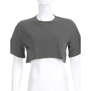 Nuevo producto Tallas grandes Señoras Crop Tops Camisas y Tops Liso Oversized Camiseta de manga larga Blusas y camisas de mujer - Product Image 3