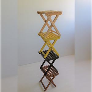 Sgabello da Pescatore Pieghevole WELL HOME in Legno Blu 33x25x36 cm, Comoda Sedia da Pesca - Product Image 3