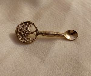 Laiton antique couleur or Vintage sculpté vie d'arbre cuillère pendentifs à breloques - Product Image 2