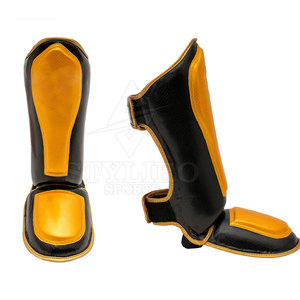 Protège-tibias de boxe pour adultes de haute qualité Logo personnalisé en cuir pour l'entraînement sportif Meilleur prix Équipement de protection - Product Image 1