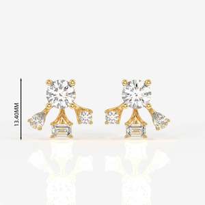 Radiant Star Lab Grown <b>Stud</b> Earrings in 9k Gold Pearl Religious Style for Wedding Party Gift Available Rose White Yellow PT950 - Product Image 4