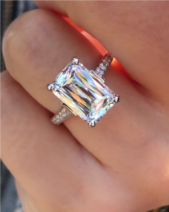 Anillo de compromiso de moissanita de corte triturado antiguo de 3,50 Ct anillo de brida de diamante de boda de plata esterlina de corte radiante - Product Image 1