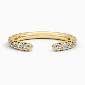 Anillo de diamantes de moissanita con garra abierta de estilista de oro macizo de 14K, banda de diamantes pavimentada, anillo apilable a juego de media eternidad para mujer - Product Image 2