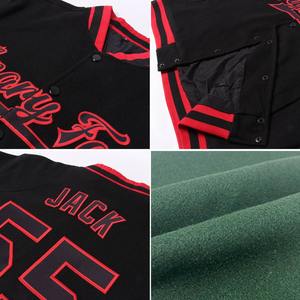 Personalizado verde personalizado-negro bombardero Full-Snap Varsity Letterman chaqueta cortavientos Streetwear vintage hombres Varsity chaqueta - Product Image 3