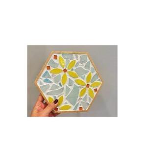 Mosaic Coasters for Drinks With With <b>Scratch</b> Proof Set of 6 Drink Coasters <b>square</b> Shape and Handmade Use - Product Image 3