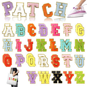 Écussons en tissu chenille brodés à coudre, lettres et badges personnalisés, ensemble de motifs floraux écologiques pour chapeaux et vestes - Product Image 1