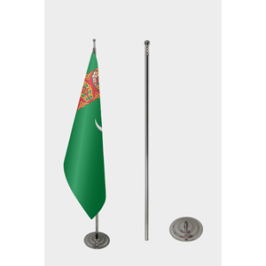 Custom 3x5ft Silk/Polyester Cloth Pennant <b>Flag</b> with Digital Printing-Aluminum <b>Pole</b>-Official Turkmenistan Indoor <b>Flag</b> - Product Image 2