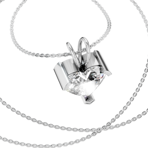 Collier pendentif élégant en or massif 14 carats plaqué rhodium, 3 carats de moissanite, tendance, luxe, cadeau de mariage, collier de fête pour femmes - Product Image 3