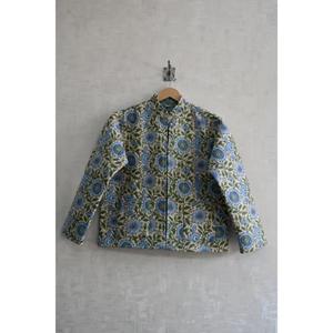 100% Cotton Handmade Woven <b>Reversible</b> <b>Jacket</b> Floral Block Print Long Sleeve Button-Up Women Winter Wear - Product Image 1