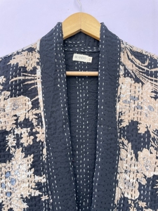 Veste Kantha en coton matelassé fait à la main pour femmes hiver/automne manteau court réversible avec veste Kantha indienne de Style Boho - Product Image 3