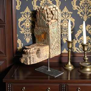 Corbeille murale en bois vintage indien, sculptée à la main, décoration architecturale, style rustique antique, intérieur de maison, assortiment, 1 conteneur - Product Image 5