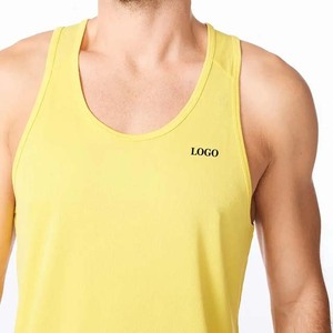 Camisetas de Tirantes Deportivas de Malla para Hombre, Color Amarillo Sólido, Alta Calidad, Logotipo Personalizado, Venta al por Mayor - Product Image 3