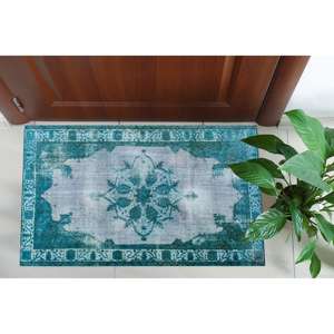 Tapis turc Green Medallion : Décoration ethnique pour salon, tapis imprimé, tapis en chenille - Product Image 5