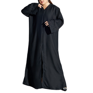 2024 Dubai Abaya EID Ramadan vêtements islamiques Cardigan Abaya Dubai modeste brodé grande taille femmes noir fermé Abaya robe - Product Image 6