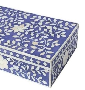 Boîte de rangement en incrustation de résine finie à la main pour bijoux et cadeaux Rectangle motif artistique décoratif - Product Image 4