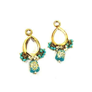Meenakari Kundan <b>Studded</b> & Beaded Necklace Set Gold Plated Copper Fine Jewelry for Ladies Bohemia Style for Wedding & Gift - Product Image 5