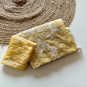 Sari de Tela Cristal VASTRA COTTAGE con Hilo de Viscosa, Bordado Zari Dorado, Trabajo de Corte, Pallu Tatkan, Ropa Étnica de Diseño de Lujo - Product Image 5