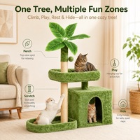 Griffoir pour chat moderne, compact, écologique, durable et antidérapant, avec corde en sisal, jouet, balle et base en peluche douce, pour intérieur, en carton