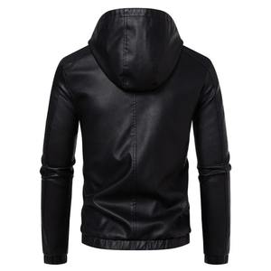 Veste en cuir PU à capuche de haute qualité pour hommes Nouvelle veste pour hommes sur mesure Vente en gros Veste d'hiver à fermeture éclair pour homme - Product Image 2
