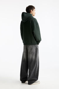 Heavyweight Forest <b>Green</b> Oversized Streetwear Hoodie 500GSM <b>Fleece</b> Kangaroo Pocket Custom Logo Pullover Winter Sweatshirt - Product Image 3