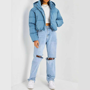 Veste matelassée courte pour femme, élégante et ultra chaude, sans capuche et sans rembourrage en duvet, pour la saison hivernale froide, en coton - Product Image 2