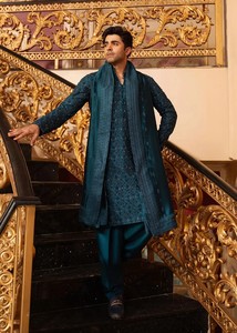 Conjunto de Kurta y Pijama de Seda Modal Chikankari para Hombre, Bordado, Estilo Tradicional Indio y Pakistaní, Estampado Digital, Secado Rápido, Corte Regular - Product Image 2