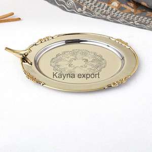 Plateau de service décoratif en métal d'acier inoxydable de conception moderne conception de branche en métal d'or - Product Image 4