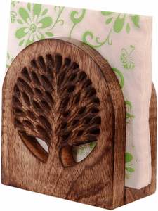 Porte-serviettes en bois Tree of Life Collection, porte-serviettes de bar pour tables, porte-mouchoirs pour vaisselle, distributeur de serviettes de ferme - Product Image 2