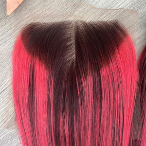 Extensions de cheveux vierges vietnamiens super double, lisses comme des baguettes, rose piano, 100g, avec dentelle transparente - Product Image 4