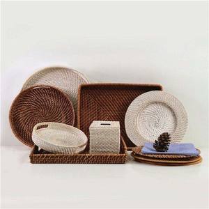 China Handicraft Manufacturer Luxury Adjustable Floral Charger Plate Natural <b>Bamboo</b> Placemats 300mm Diameter - Product Image 5