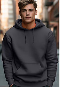 Heavy-Weight 360-400 GSM Cotton Polyester Hoodie Solid Kangaroo Pocket Eco-Friendly Custom Logo Print for Winter Casual Wear - Product Image 2