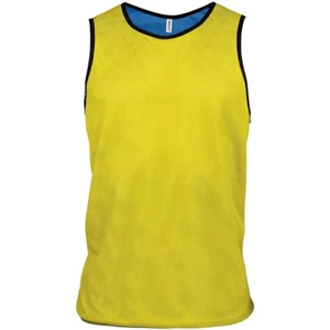 Made Of Polyester Material Sleeveless Yellow and Blue Reversible <b>Training</b> Mesh <b>Bib</b> Indian Manufacturer - Product Image 1