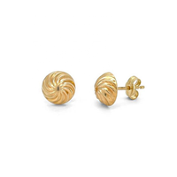 Pendientes de Oro Amarillo de 14K con Cierre de Mariposa, Diseño Clásico Tallado, Oro Reciclado Ecológico para Mujer, Uso Diario